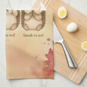 聞いて見て話も悪いかわいいハリネズミ キッチンタオル (四つ折り)