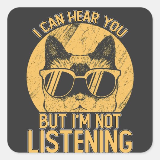 聞おもしろいこえるけど聞こえな聞い スクエアシール (正面)