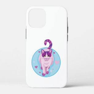 聞き取り付きスカイサークルでかわいいピンクと紫の猫 iPhone 12 MINI ケース