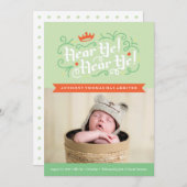 聞け！聞け！グリーンでの出産の発表 案内状 (正面/裏面)