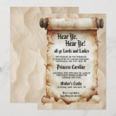 聞け、聞け!中世の王室誕生日 招待状 (正面/裏面)