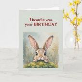 聞こえたのは君の誕生日の大きな耳のウサギだ カード (黄色い花)