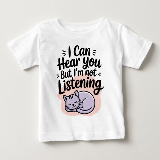 聞こえてるけど聞いてない猫 ベビーTシャツ (正面)