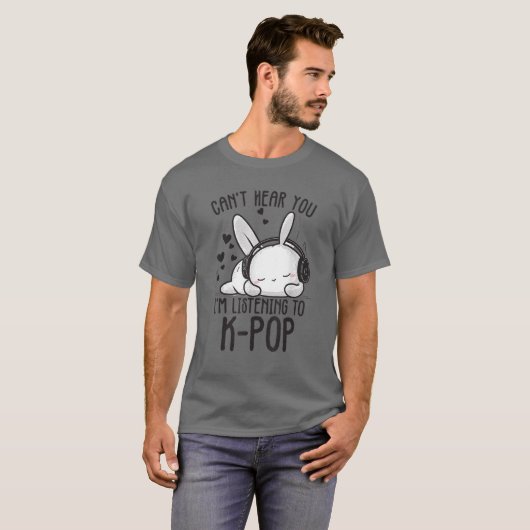 聞こえない私の聞Kpop Rabbit K-ポップ・アートの Tシャツ (正面フル)
