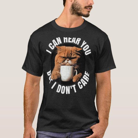 聞こえるけど聞こえな気にい。コーヒー猫。 Tシャツ (正面)