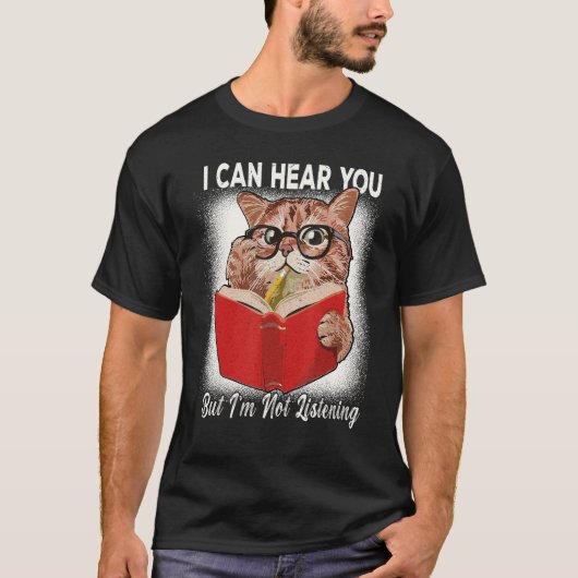 聞こえるのは猫だが私の聞レトロ猫 Tシャツ (正面)