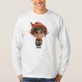 聞の女の子クリスマス小妖精や小人メンズティー Tシャツ (正面)