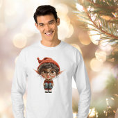 聞の女の子クリスマス小妖精や小人メンズティー Tシャツ