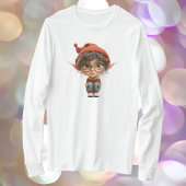 聞の女の子クリスマス小妖精や小人女子ティー Tシャツ
