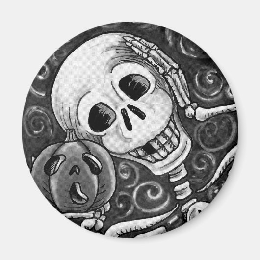 聞ハロウィンのスケルトン磁石 マグネット (正面)