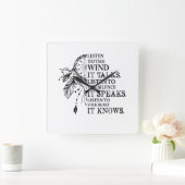 聞ハートにはアメリカ先住民を知っている スクエア壁時計 (ホーム)