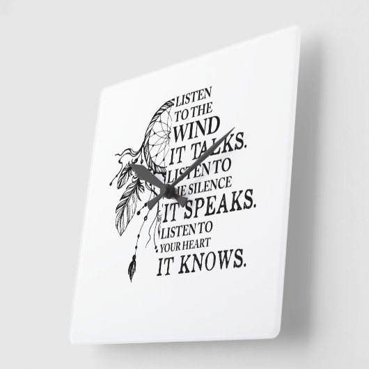 聞ハートにはアメリカ先住民を知っている スクエア壁時計 (傾斜)