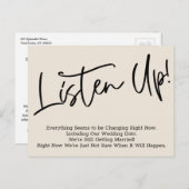 聞上！延期結婚のお知らせ、クリーム ポストカード (正面/裏面)