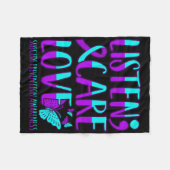 聞気に愛心自死の予防を待つ フリースブランケット (正面(横))