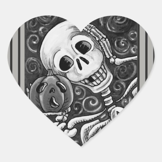 聞HALLOWEEN SKELETON STICKER ハートシール (正面)