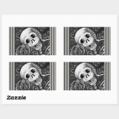 聞HALLOWEEN SKELETON STICKER 長方形シール (シート)