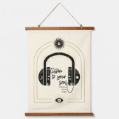 聞Soul Headphones金ゴールド&ブラック 吊り下げ型タペストリー (正面)