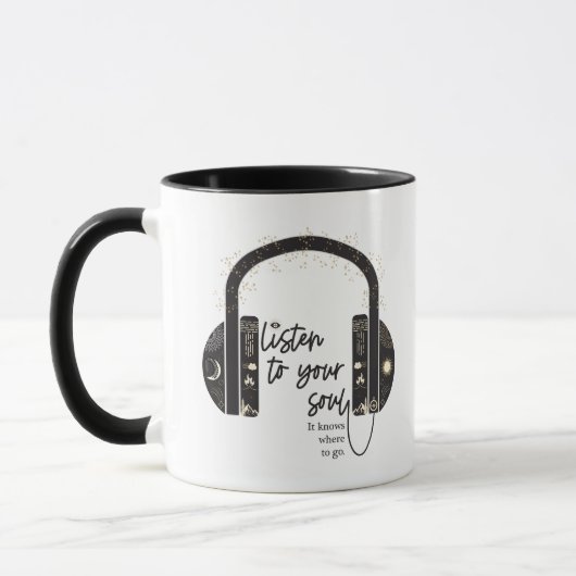 聞To Your Soul Black & White Coffee Mug マグカップ (左)