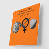 聡明な女の子の石! スクエア壁時計 (傾斜)