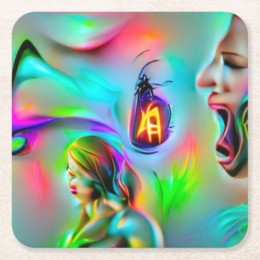 聴力恐怖症 スクエアペーパーコースター (正面)