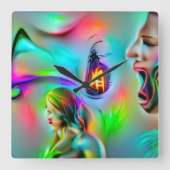 聴力恐怖症 スクエア壁時計 (正面)