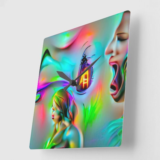 聴力恐怖症 スクエア壁時計 (傾斜)