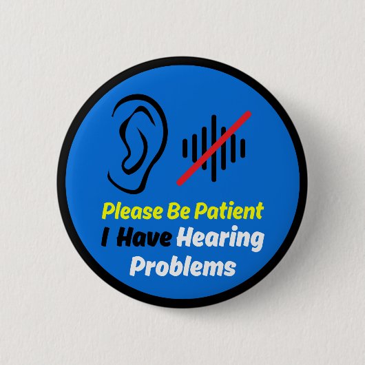 聴覚の問題ブルーデザイン 缶バッジ (正面)