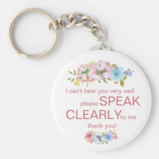 聴覚フローラハイビスカスの控えめな聴覚障害懸命 キーホルダー (正面)