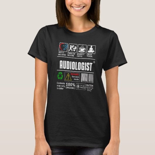 聴覚学者 医師 ラベル スキル 問題解決 コ Tシャツ (正面)