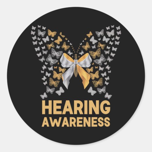 聴覚認識度バタフライリボンファミリーサポート ラウンドシール (正面)