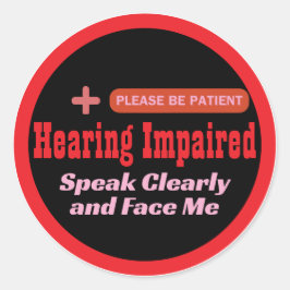 聴覚障エレガント害デザイン – 黒と赤 ラウンドシール