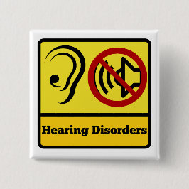 聴覚障害のある四角い黄色 缶バッジ