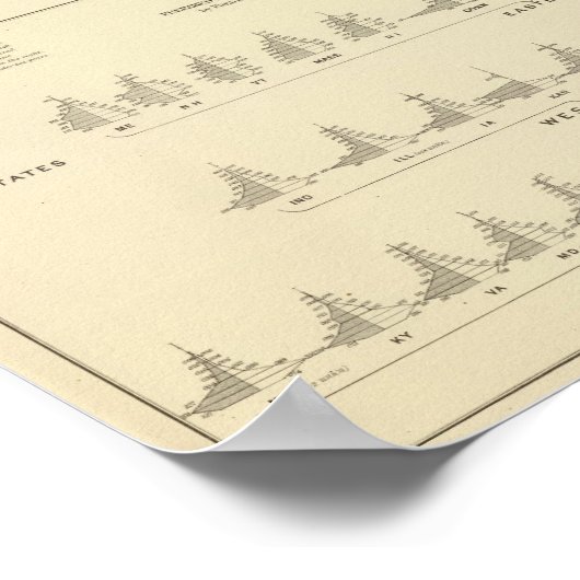 聴覚障害者と無気症、米国の統計石版 ポスター (角)