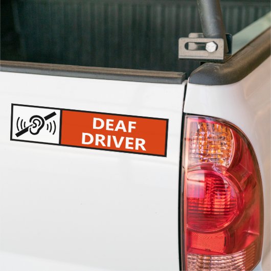 聴覚障害者 車  バンパーステッカー (トラック上)