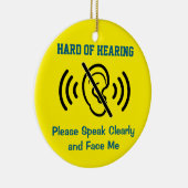 聴覚障害 - イエロー セラミックオーナメント (右)