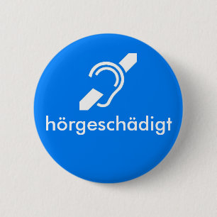 聴覚障害hörgeschädigtのドイツ語- 缶バッジ