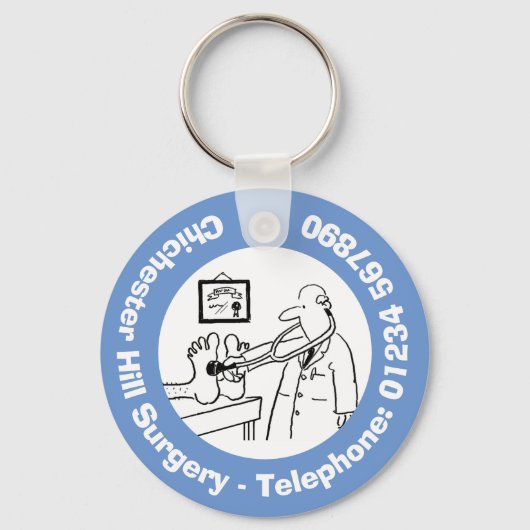 聴診器おもしろい検査足付き医師。 キーホルダー (裏面)