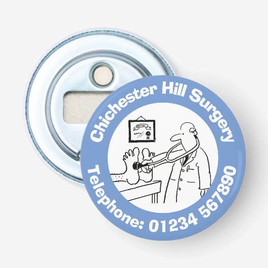 聴診器おもしろい検査足付き医師。 栓抜き (正面)