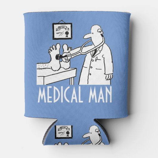 聴診器おもしろい検査足付き医師 缶クーラー (正面)