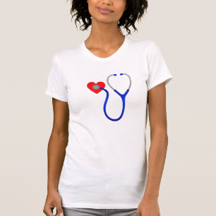 聴診器およびハートのTシャツ Tシャツ