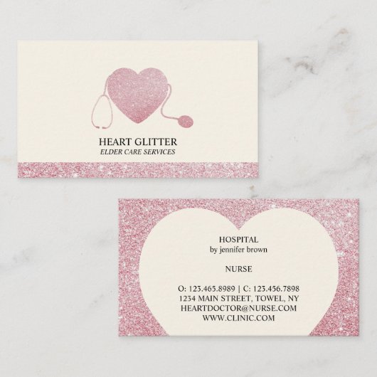 聴診器きらめくハート医気に長 名刺 (正面/裏面)