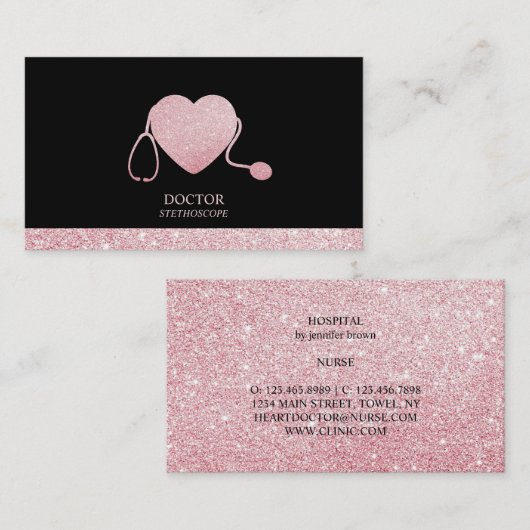 聴診器きらめくハート 名刺 (正面/裏面)