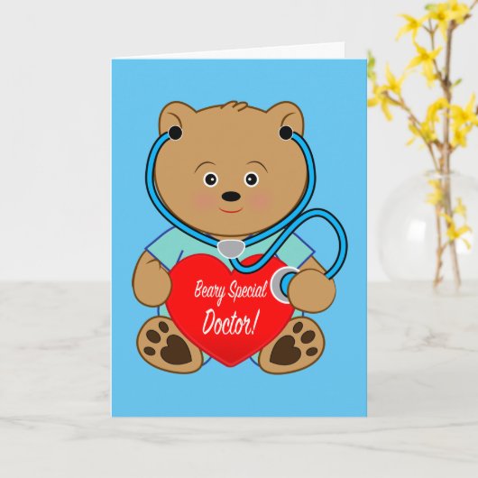 聴診器で引退医を祝う カード (黄色い花)