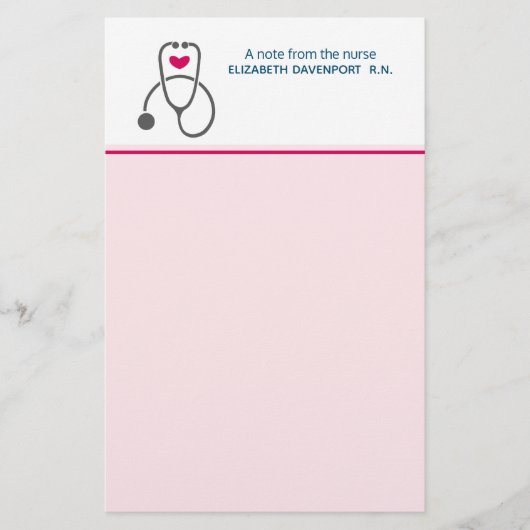 聴診器とナースハート 便箋 (正面)