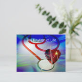 聴診器と心拍 ポストカード (スタンド正面)