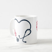 聴診器のハート形状 コーヒーマグカップ (正面左)
