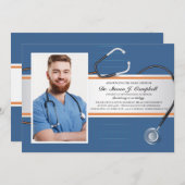 聴診器の写真招待状 2 招待状 (正面/裏面)