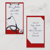 聴診器の名刺が付いている医学のクリップボード 名刺 (正面/裏面)