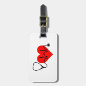 聴診器の心拍のハート ラゲッジタグ (正面縦)