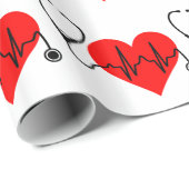 聴診器の心拍のハート ラッピングペーパー (ロールコーナー)